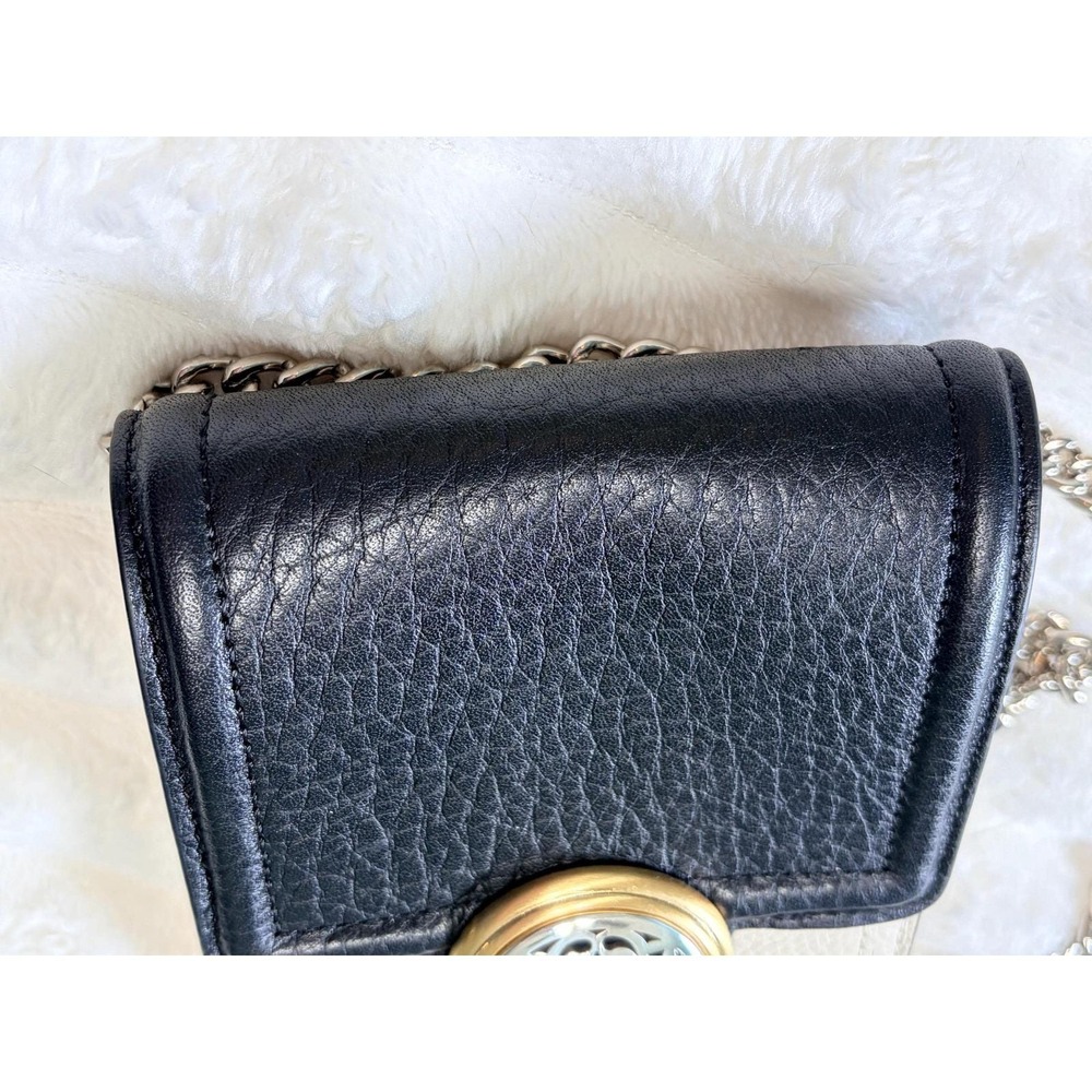 Vtg.  Brighton Ferrara crossbody and phone organizer black and cream chain strap - Picture 4 of 11